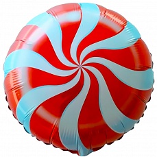 Фольгированный шар (46 см) Круг, Леденец, Красный